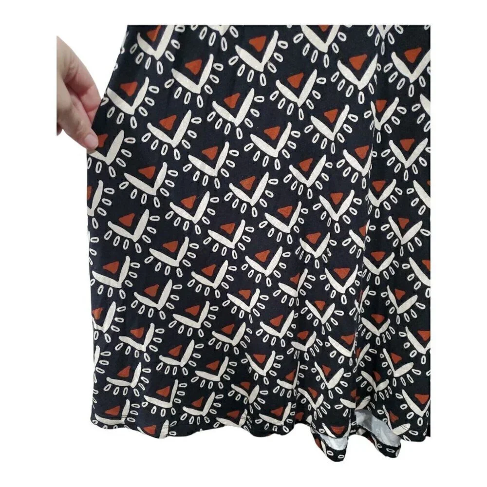 Loft Women's Brown Black Shift Dress Midi Sleeveless Casual Smocked Back Sz S - Picture 4 of 11
